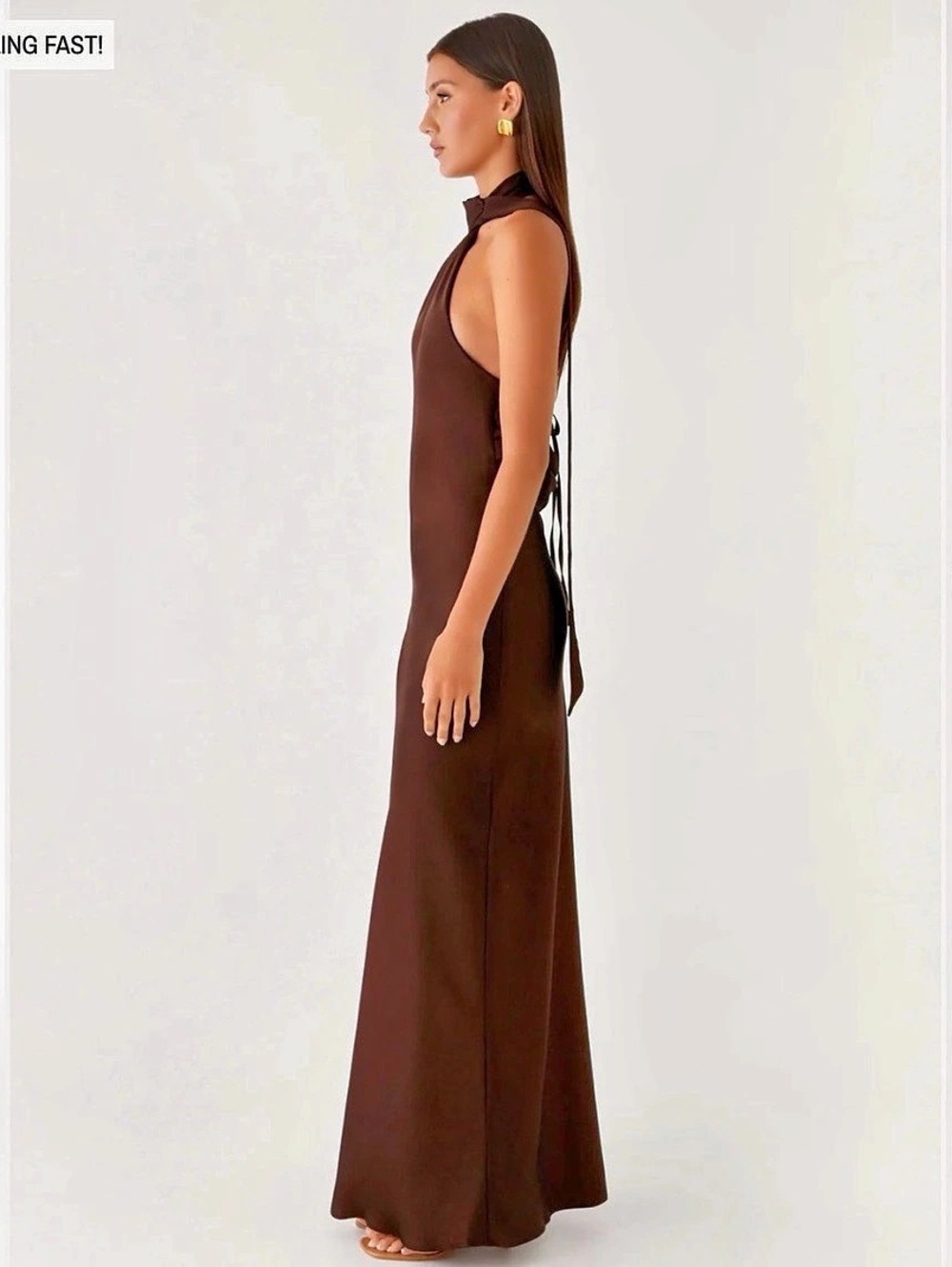 Peppermayo keena scarf maxi brown dress - Picture 2 of 3